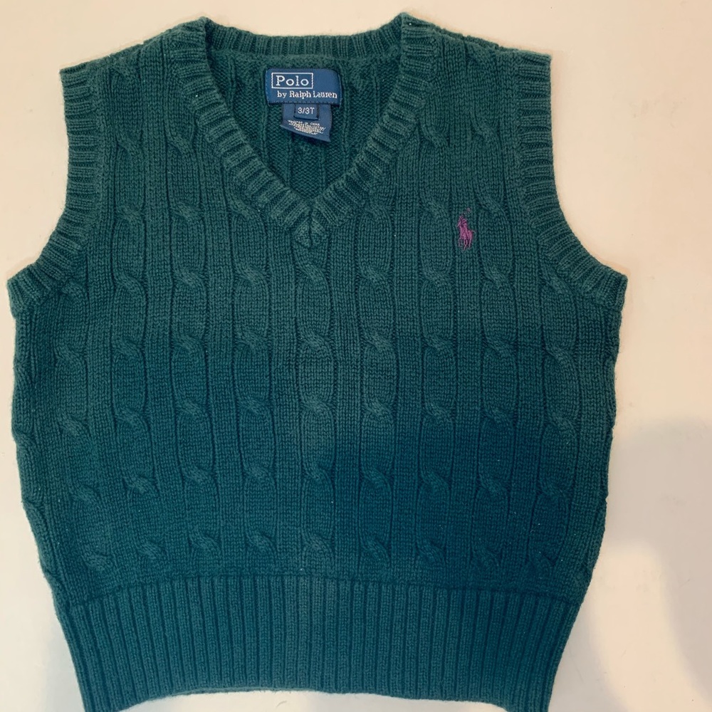 Polo by Ralph Lauren Green Cable Knit Sweater Vest